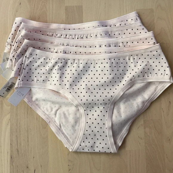 LOVE by GAP GapBody Cotton Hipster Panties Dot It Pink Lot of 5 - Picture 1 of 3